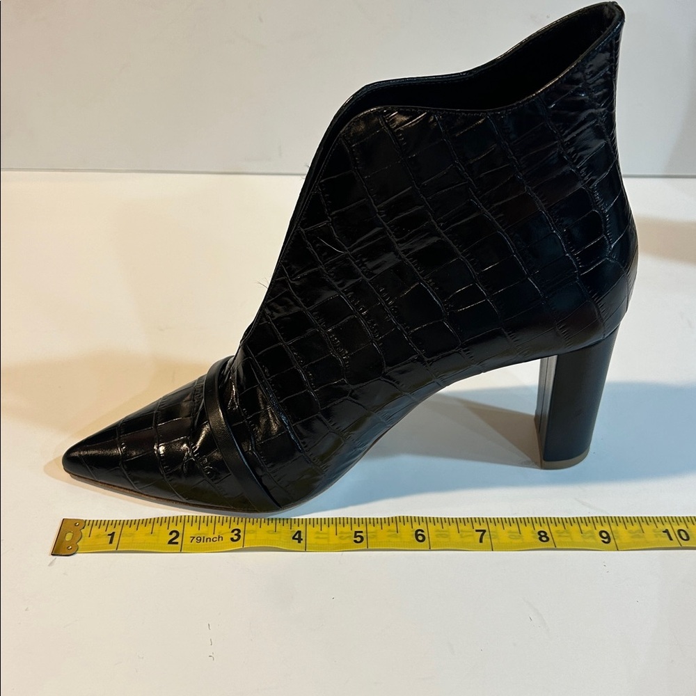 Malone Souliers Clara Black Croc-Embossed Pointed Ankle Boots - Picture 13 of 15